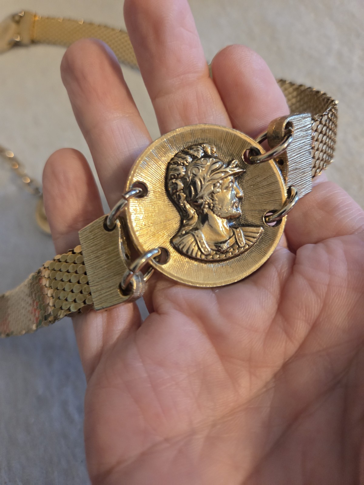 Vintage Mesh Greek Roman Spartan Coin Belt NOS Heavy 28″ – 35″