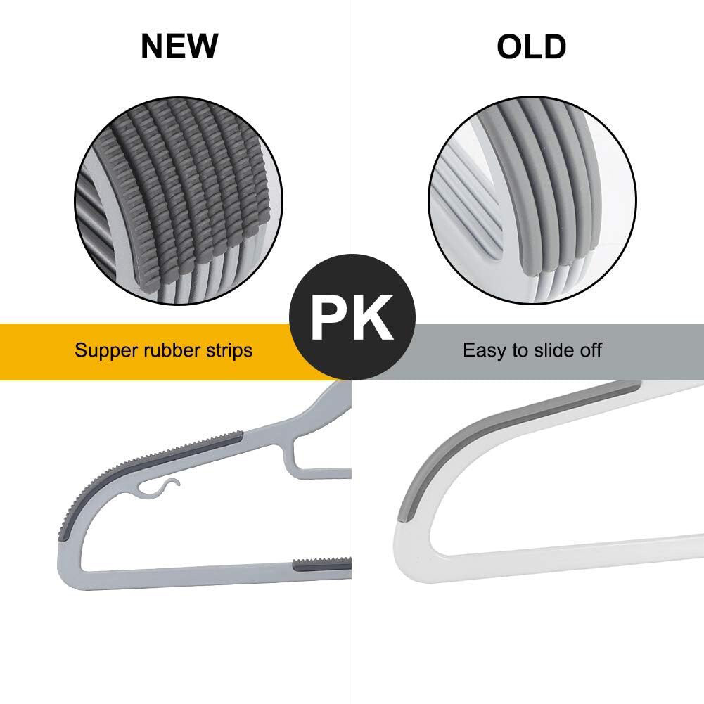 60Pack Plastic Hangers Non Slip for Clothes Coat Heavy Duty 360° Swivel Hook