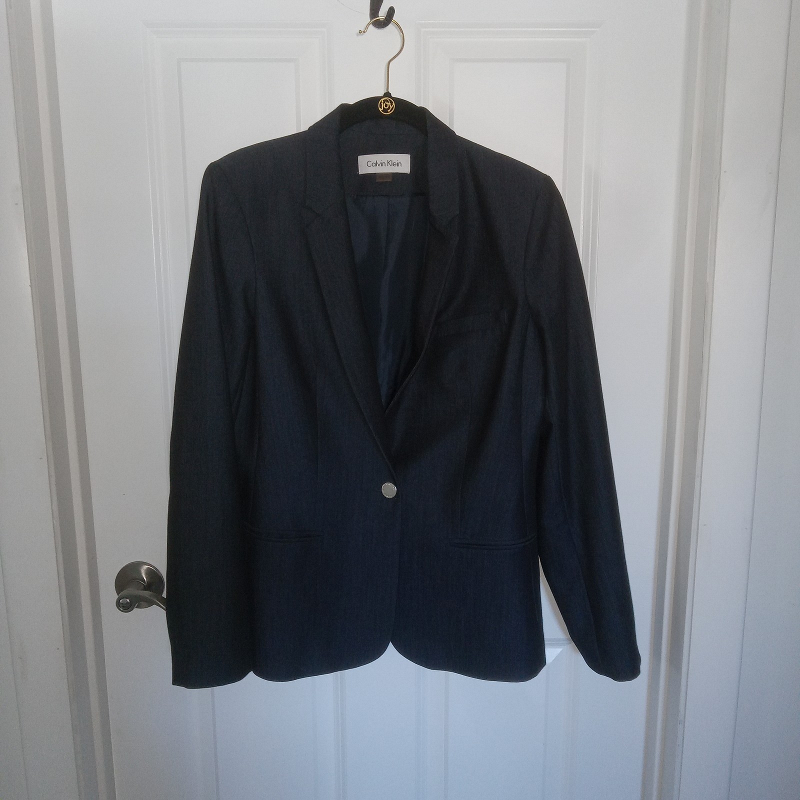 VTG Calvin Klein Womans Sz 8 Y2K Blazer Preppy Business Casual Slate Blue