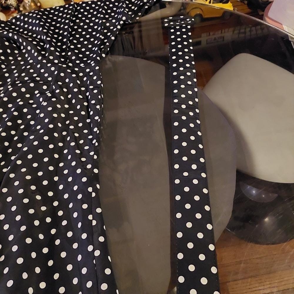 Vintage America Black and White Polka Dot Midi Dress