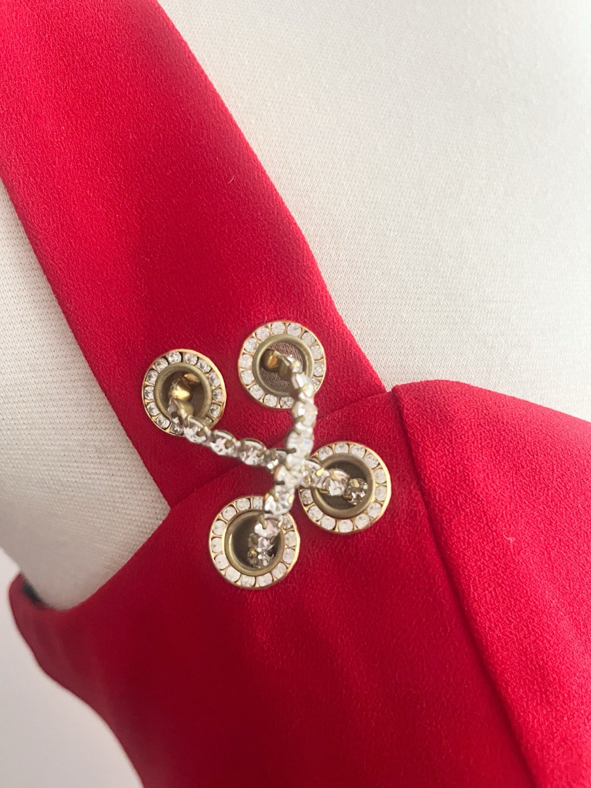 90s Vintage Red Cocktail Dress with Rhinestone detail sweetheart neck