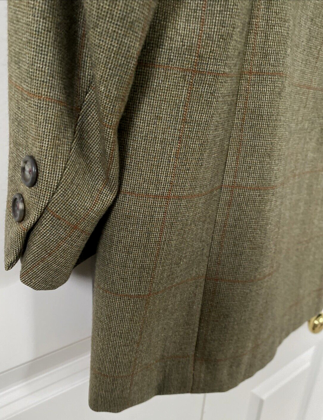Vtg Rockabilly Mod Green Plaid 3 Roll 2 Wool Hollywood Sport Coat Sz 44L Blazer