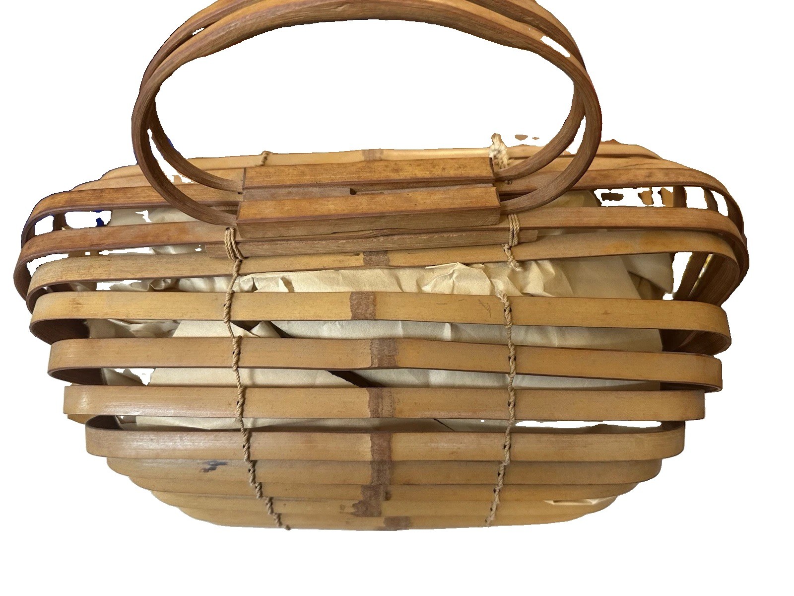 Vintage 40’s/50’s Japanese Bamboo Lobster Cage Basket Collapsible Folding Purse