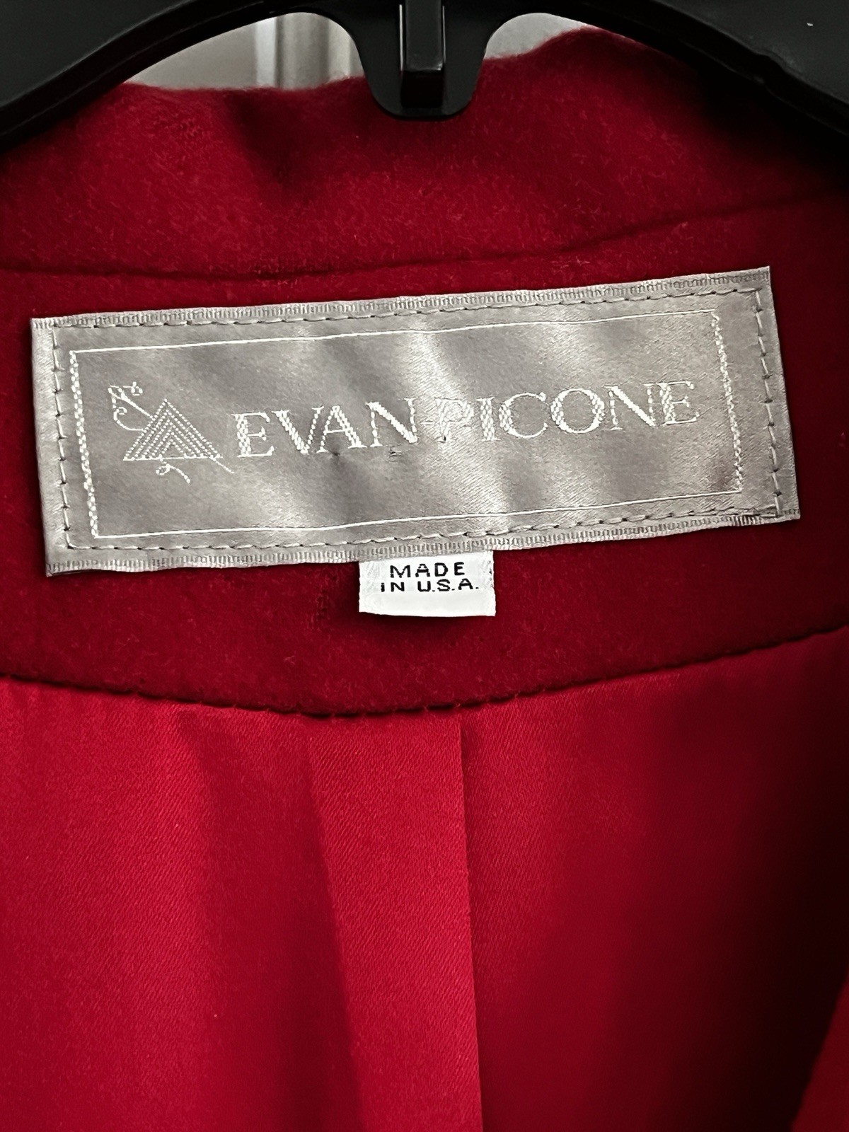 VTG Evan Picone Long 100% Wool Double Breasted Coat Women’s Medium Bright Red