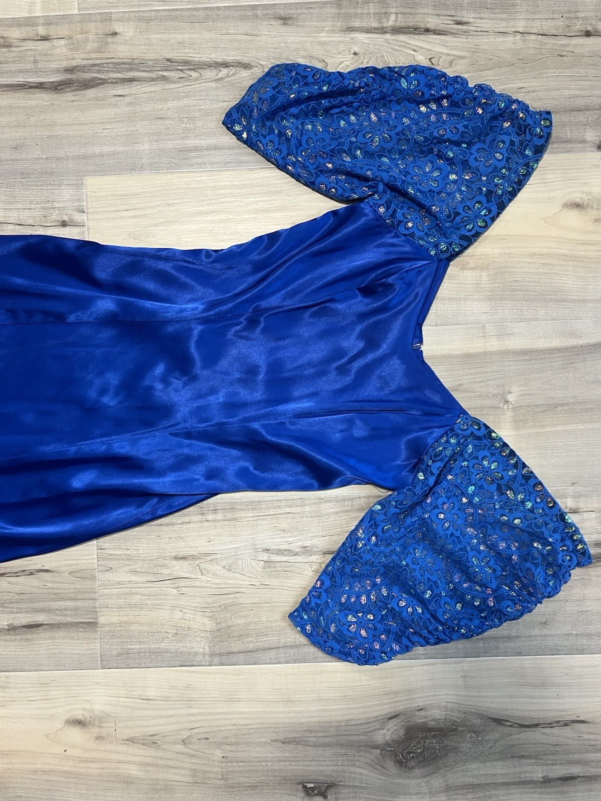 Vintage Fredericks of Hollywood Royal Blue Satin Dress