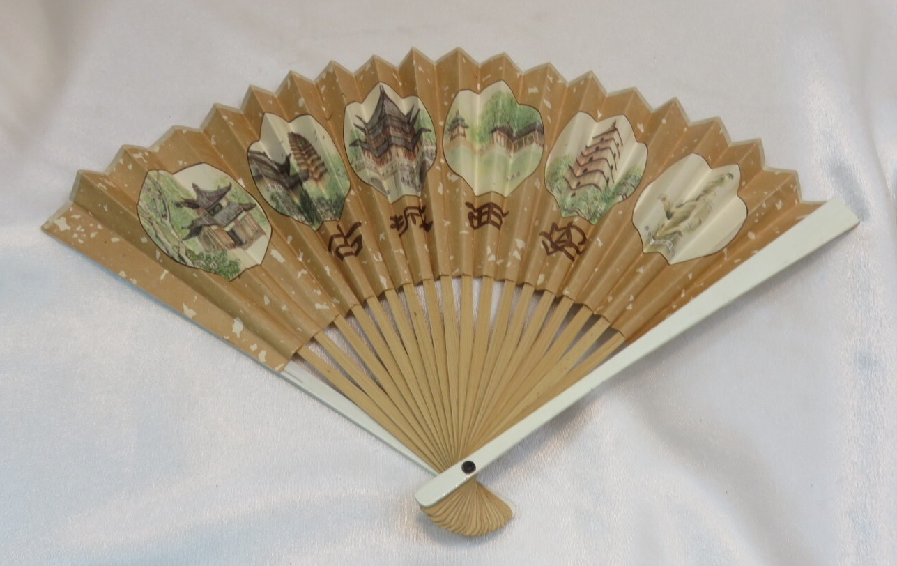 Vintage Chinese Asia Folding Bamboo Hand Fan