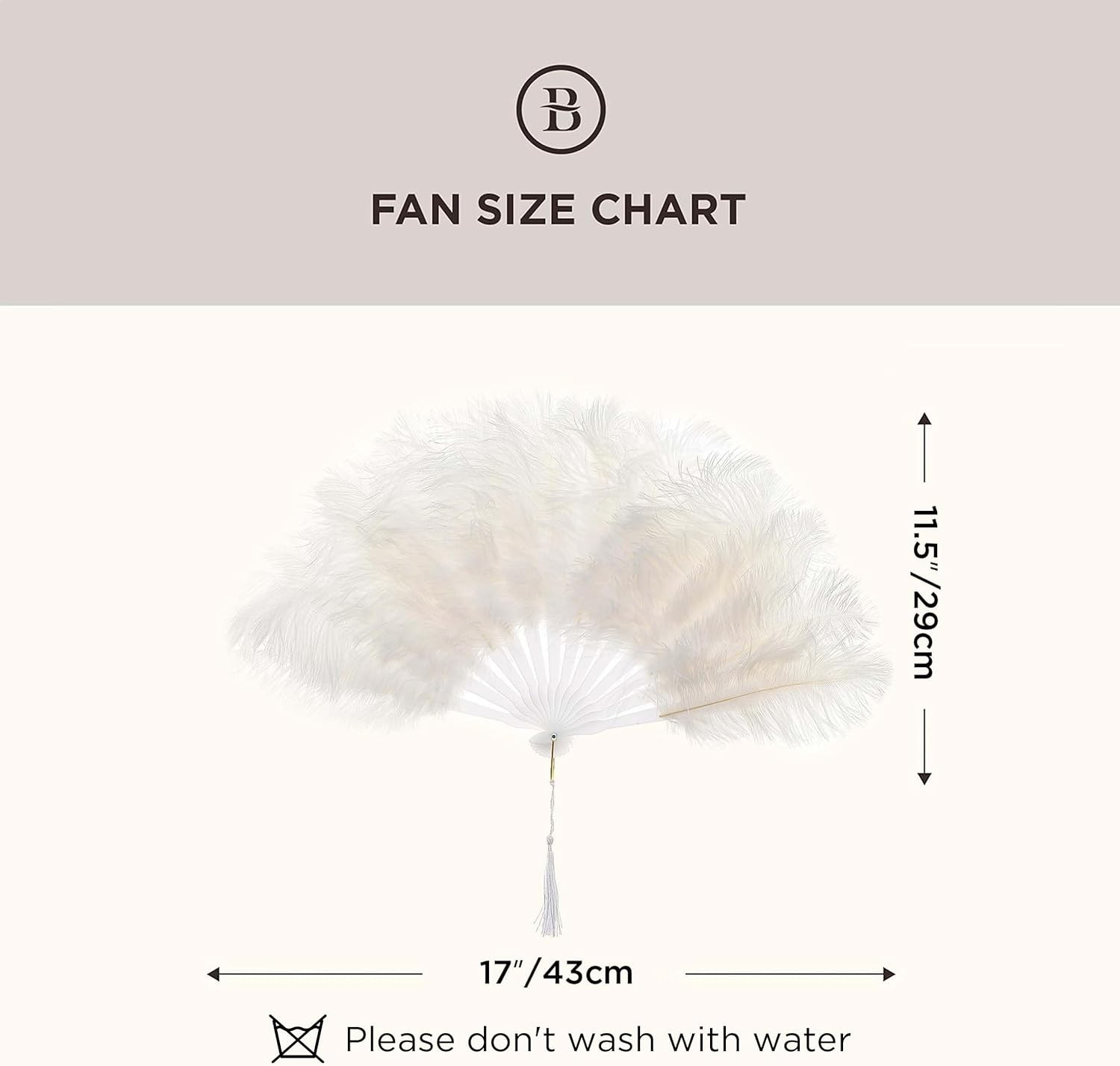 Vintage White Ostrich Feather Fan for 1920s Flapper Costume