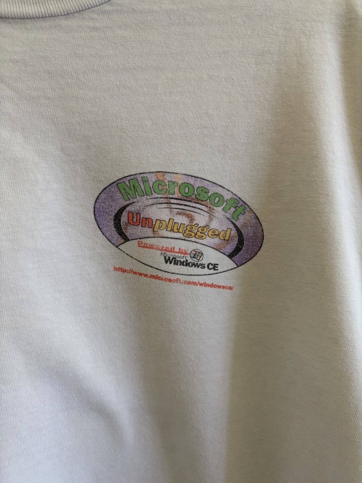1998 CES Microsoft Windows Unplugged Promo Thrashed Hanes Beefy-T White T-Shirt