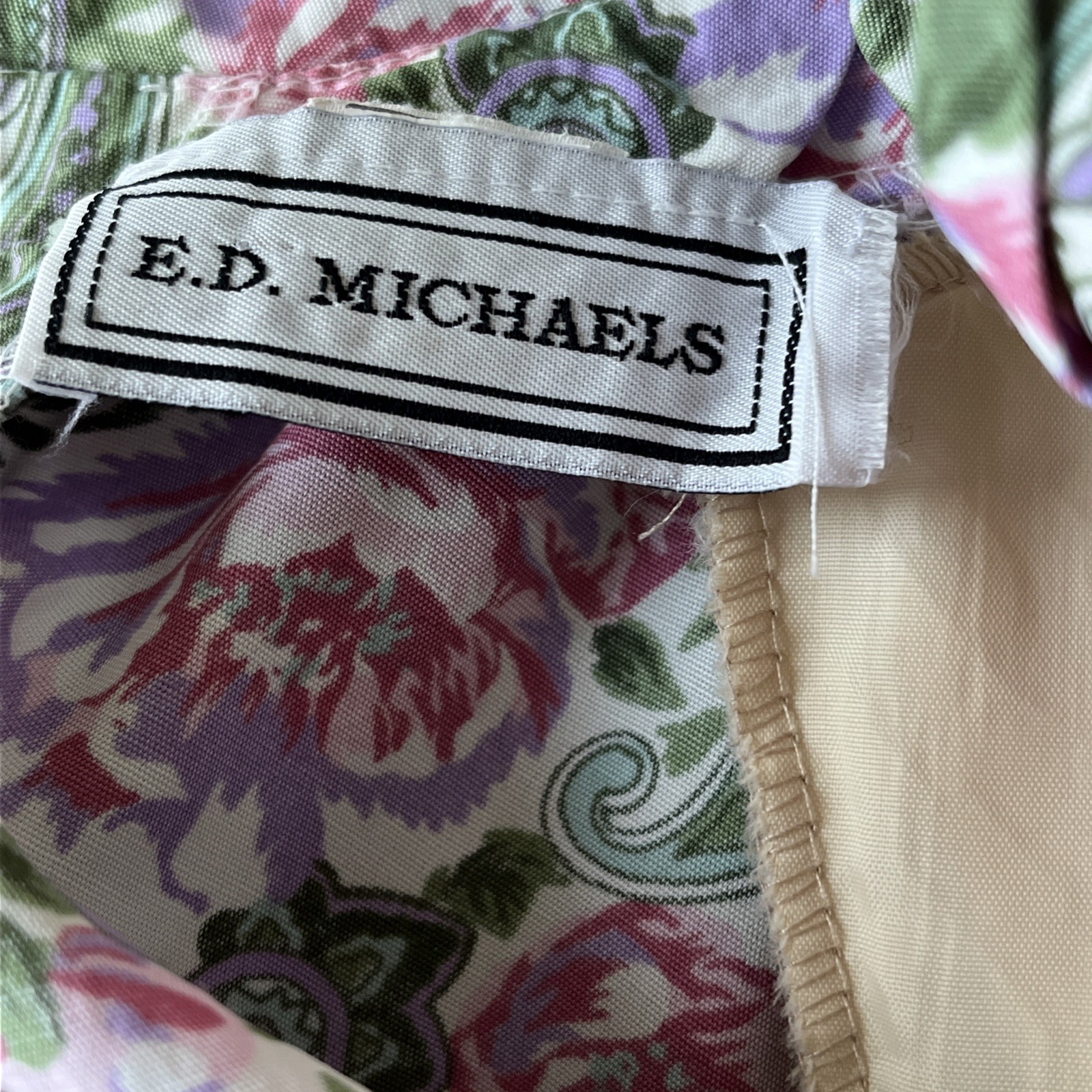 VINTAGE E.D. MICHAEL BELTED FLORAL Paisley RAYON DRESS SIZE 5-6 Padded Shoulders