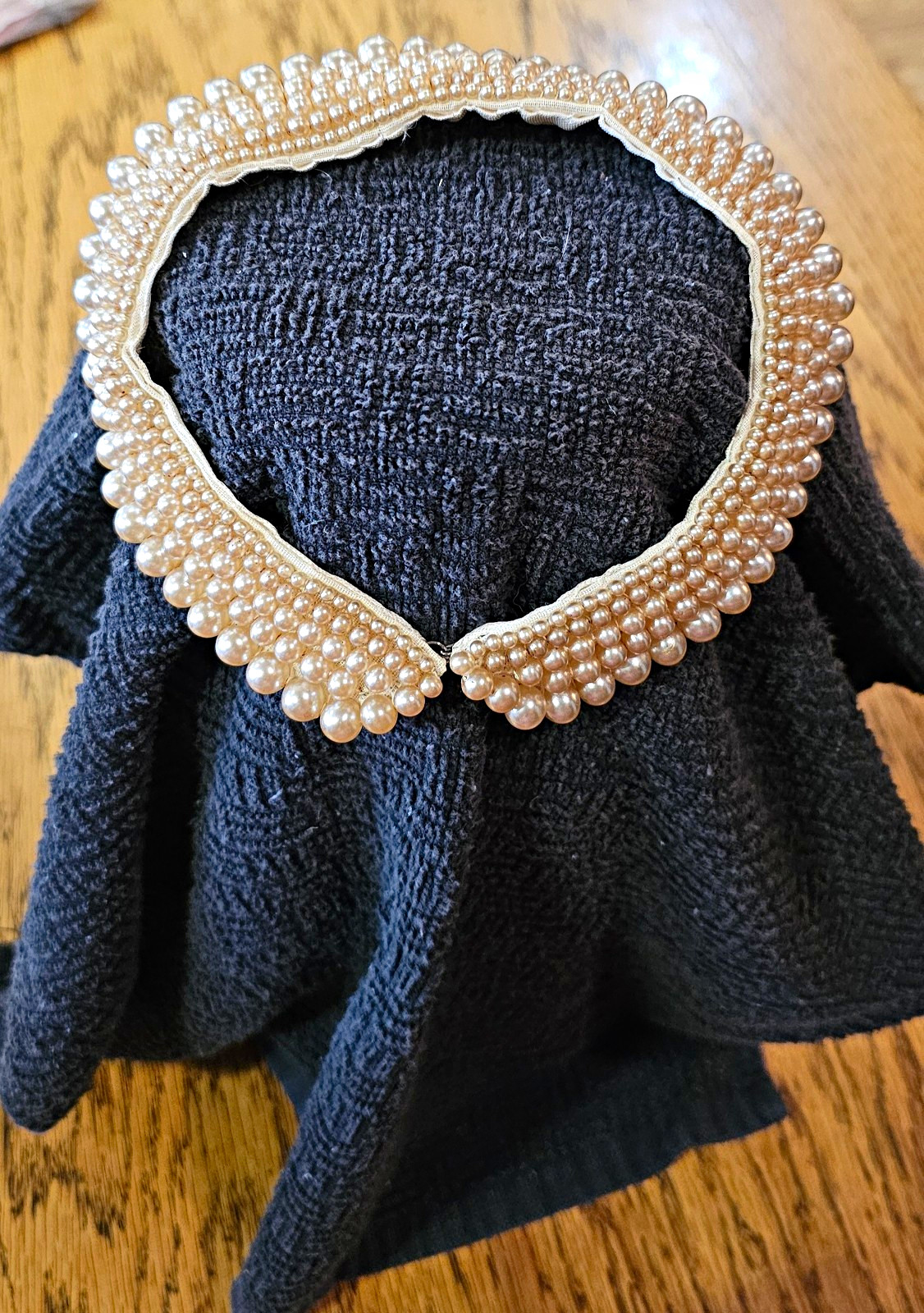 Vintage 1950s Faux Pearl Detachable Collar Necklace Peter Pan Beaded Mid Century