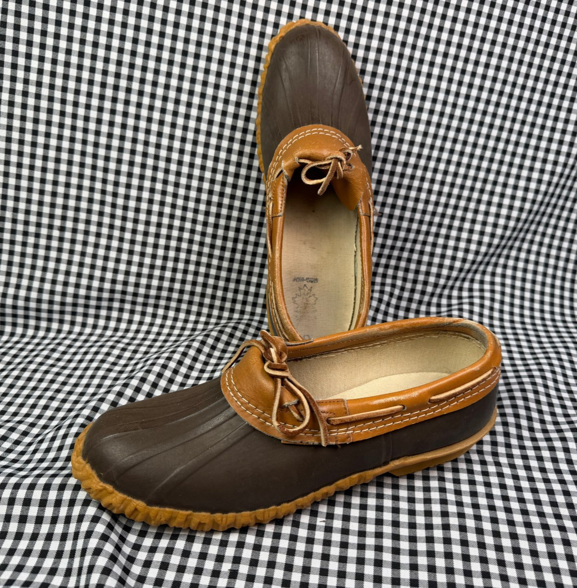 Vintage Sorel Duck Shoes Mens 8 Brown Rubber Leather Moc Toe Loafers Outdoors