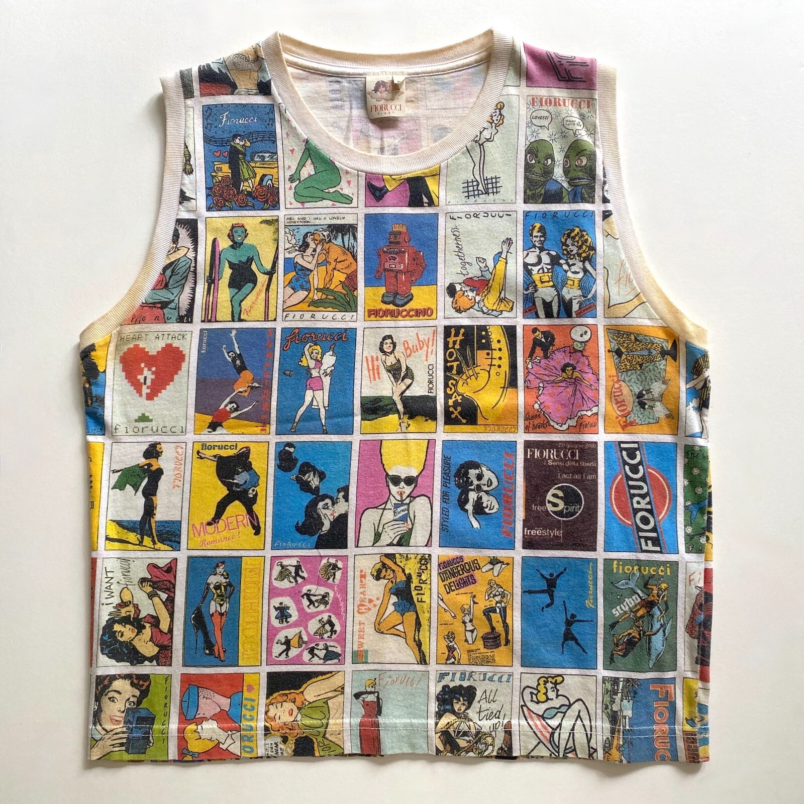 FIORUCCI RARE VTG 1980’S WOMEN’S NEW WAVE ITALIAN FASHION COMICS POP ART T-SHIRT