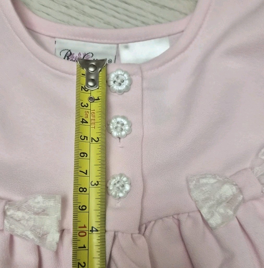 Vintage 3 pcs Baby Girl Dress Outfit Rose Cottage Size 12m Pink