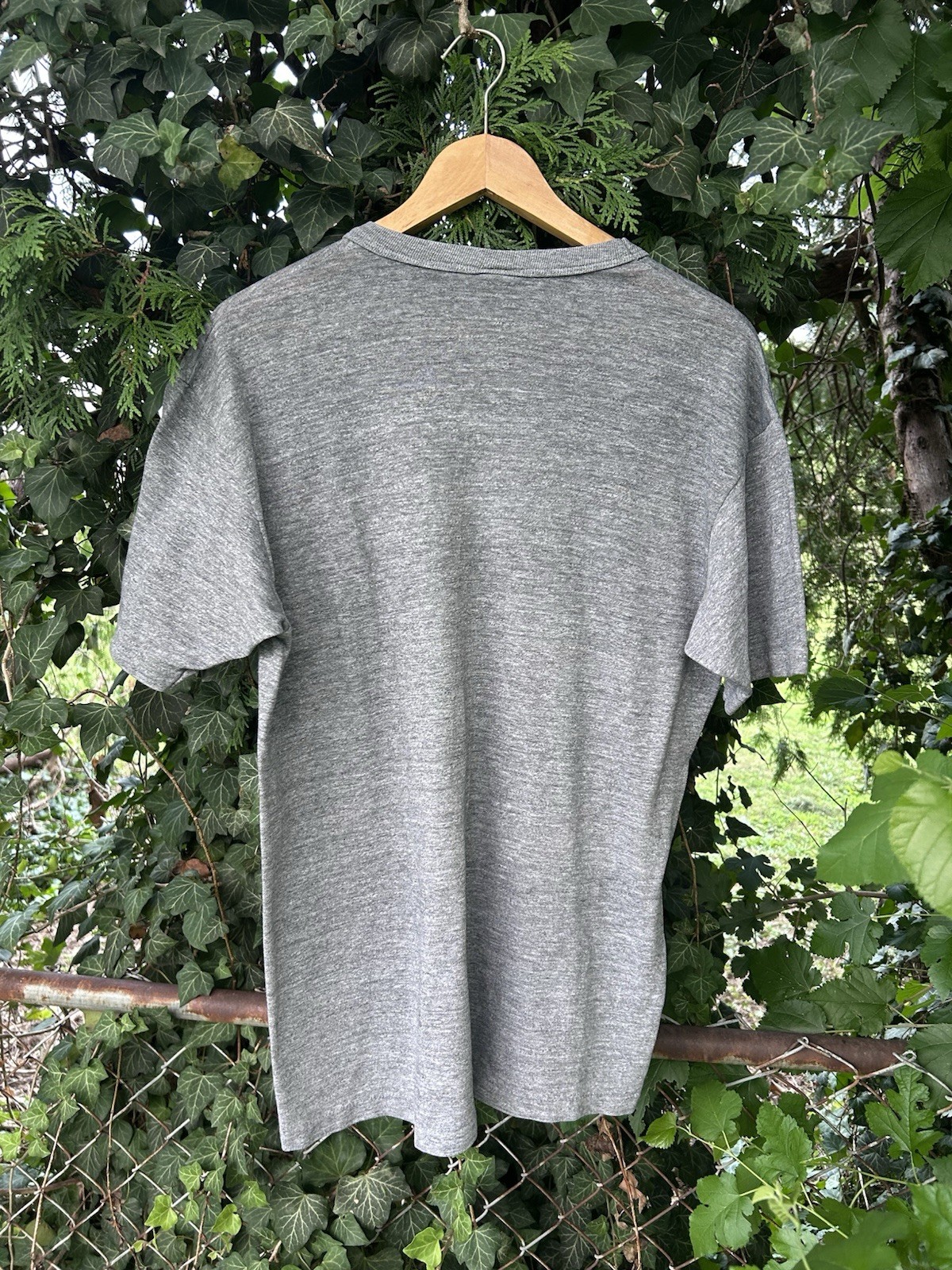 VTG 70s 80s Heather Gray BLANK Paper Thin BUTTERY SOFT Single Stitch T Shirt L