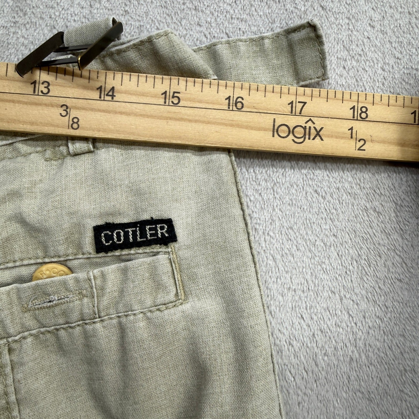 Vintage Cotler Cargo Pants Mens 34 Khaki Pleated High Waisted Utility Tapered