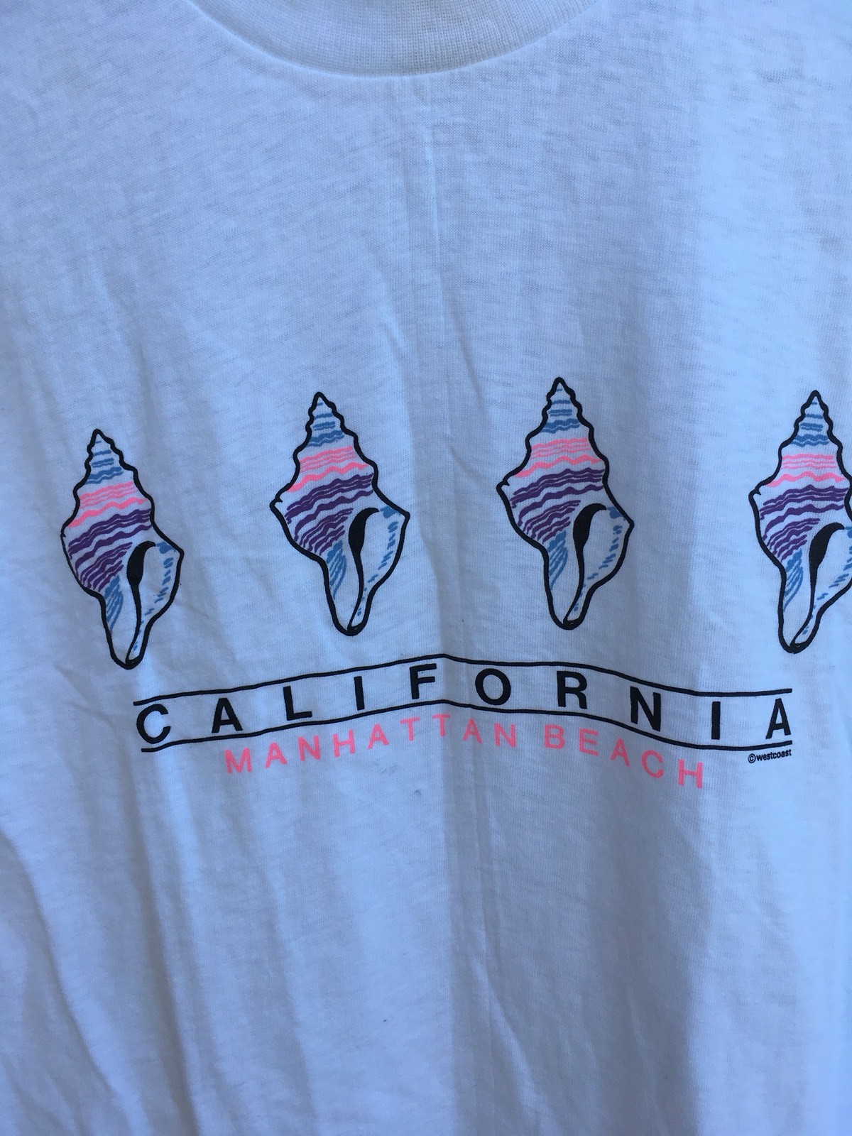 Vintage California Manhattan Beach T-Shirt c westcoast Stedman Hi-Cru M 38-40