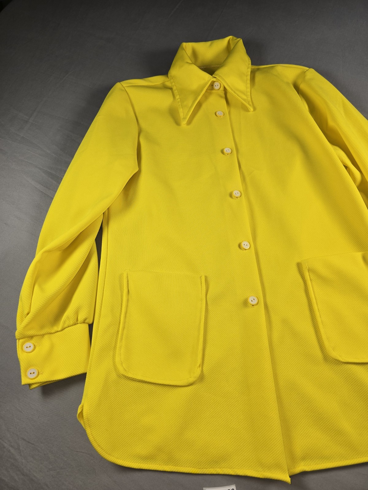 1970’s Woman’s Blazer Lemon Yellow Textured Vintage Look At That Collar!