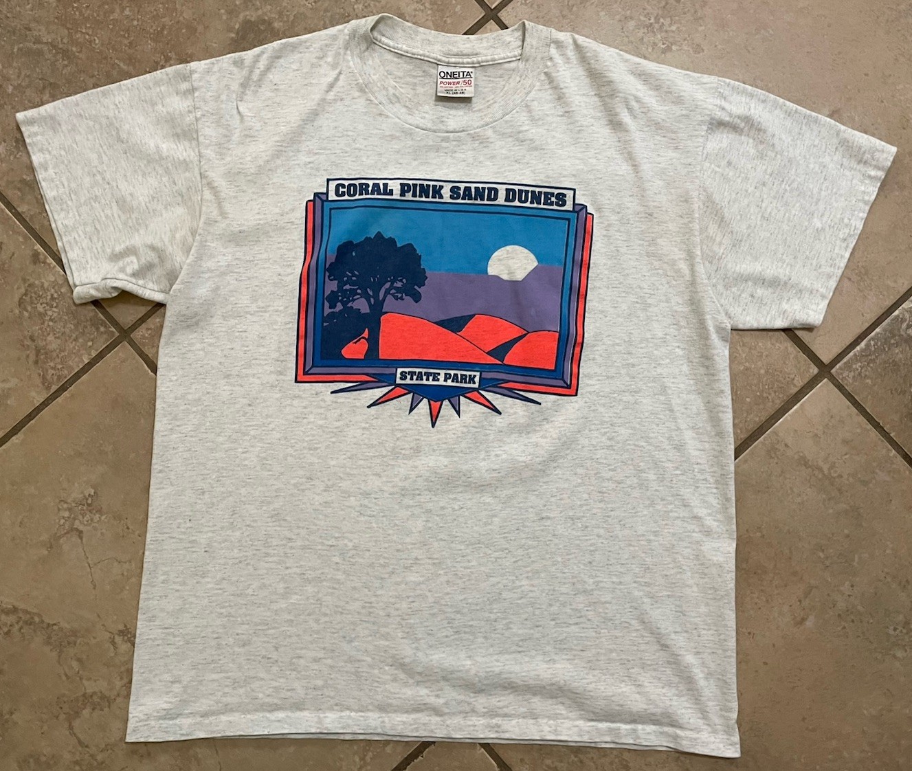 Vintage Coral Pink Sand Dunes State Park Tshirt Single Stitch XL Gray Oneita Tag