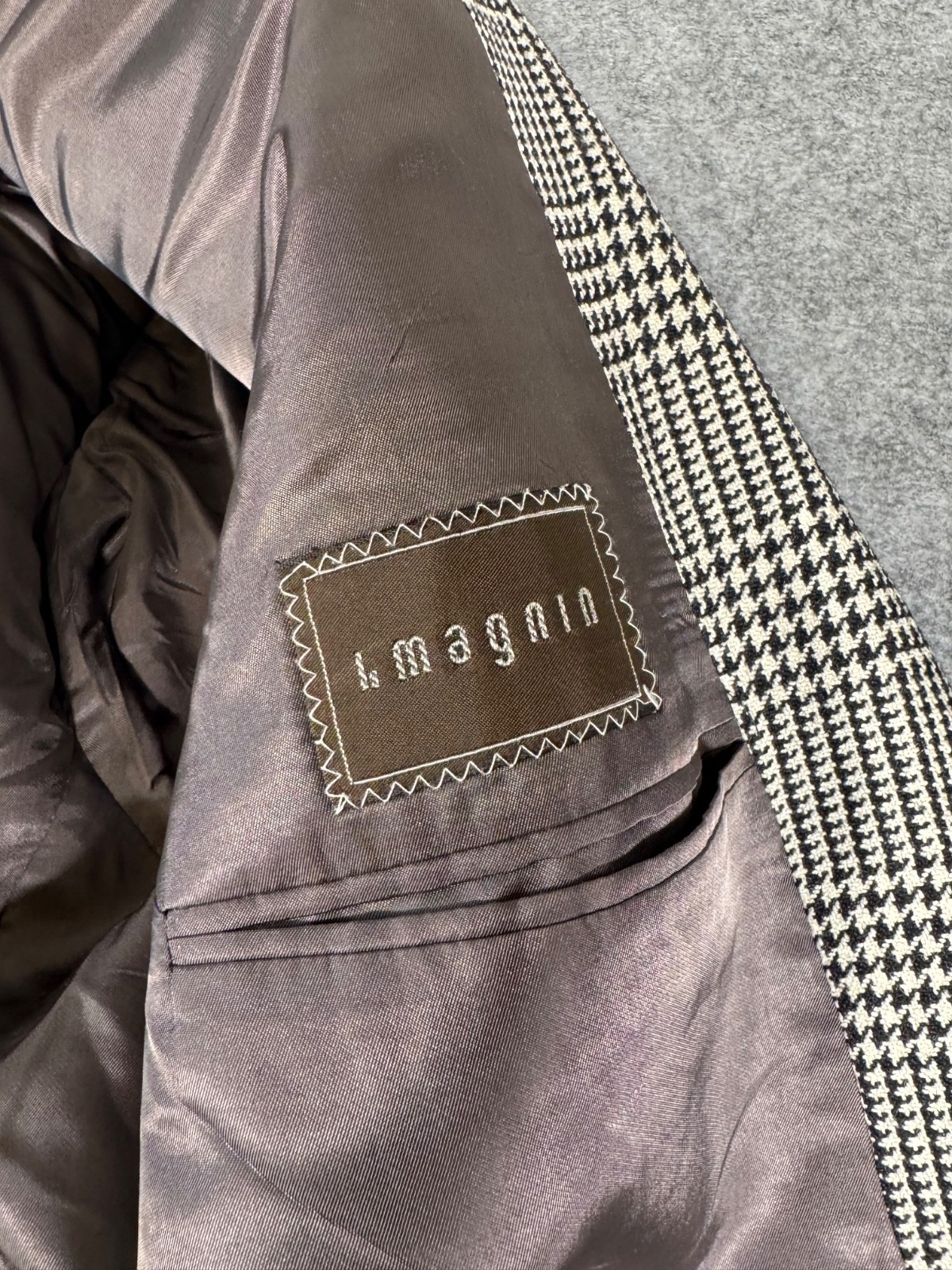 Giorgio Armani Mani Blazer Mens Houndstooth Wool Italy Sport Coat VINTAGE 40S