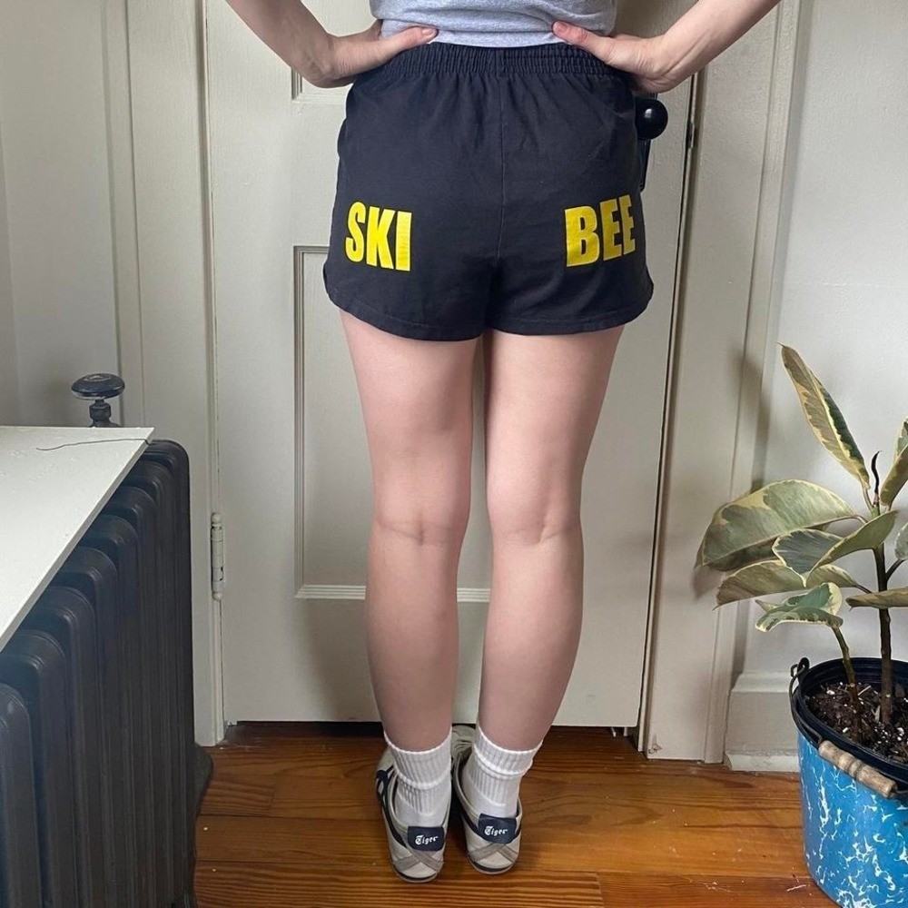 Vintage 90s y2k low rise black yoga shorts sweat pant style