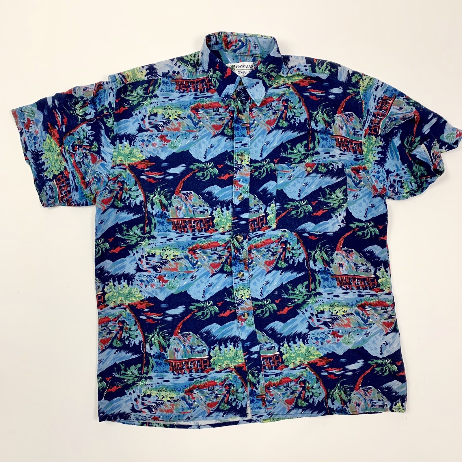 Vintage Hawaiian Shirt Omni II Mens Size Small Made in Korea