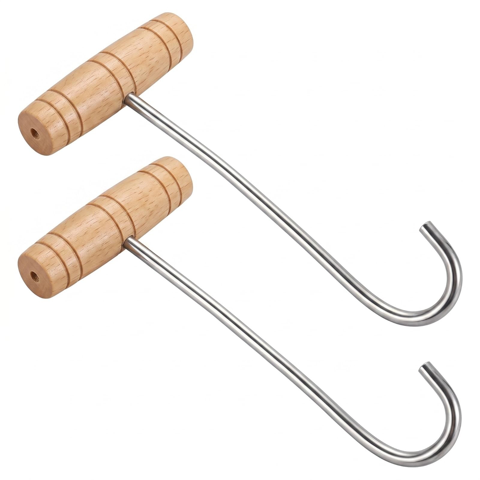 2 Pack Boot Hooks Wood Handle Cowboy Boot Puller for Easy On Off Shoes