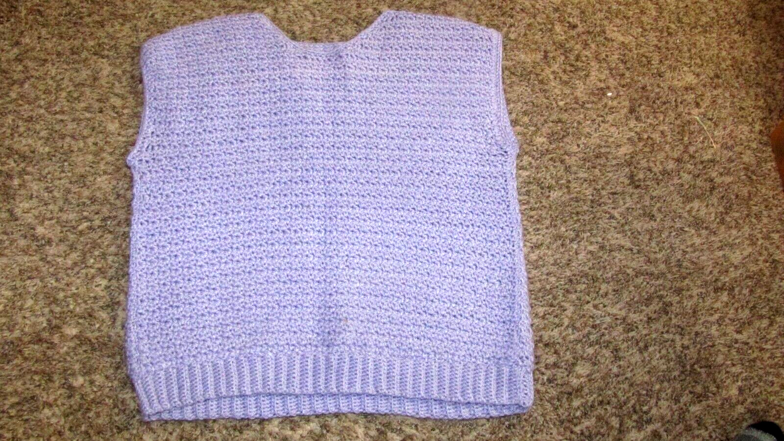 Vintage 1980s Purple Violet Vest Sweater Hand Knitted Medium Sleeveless