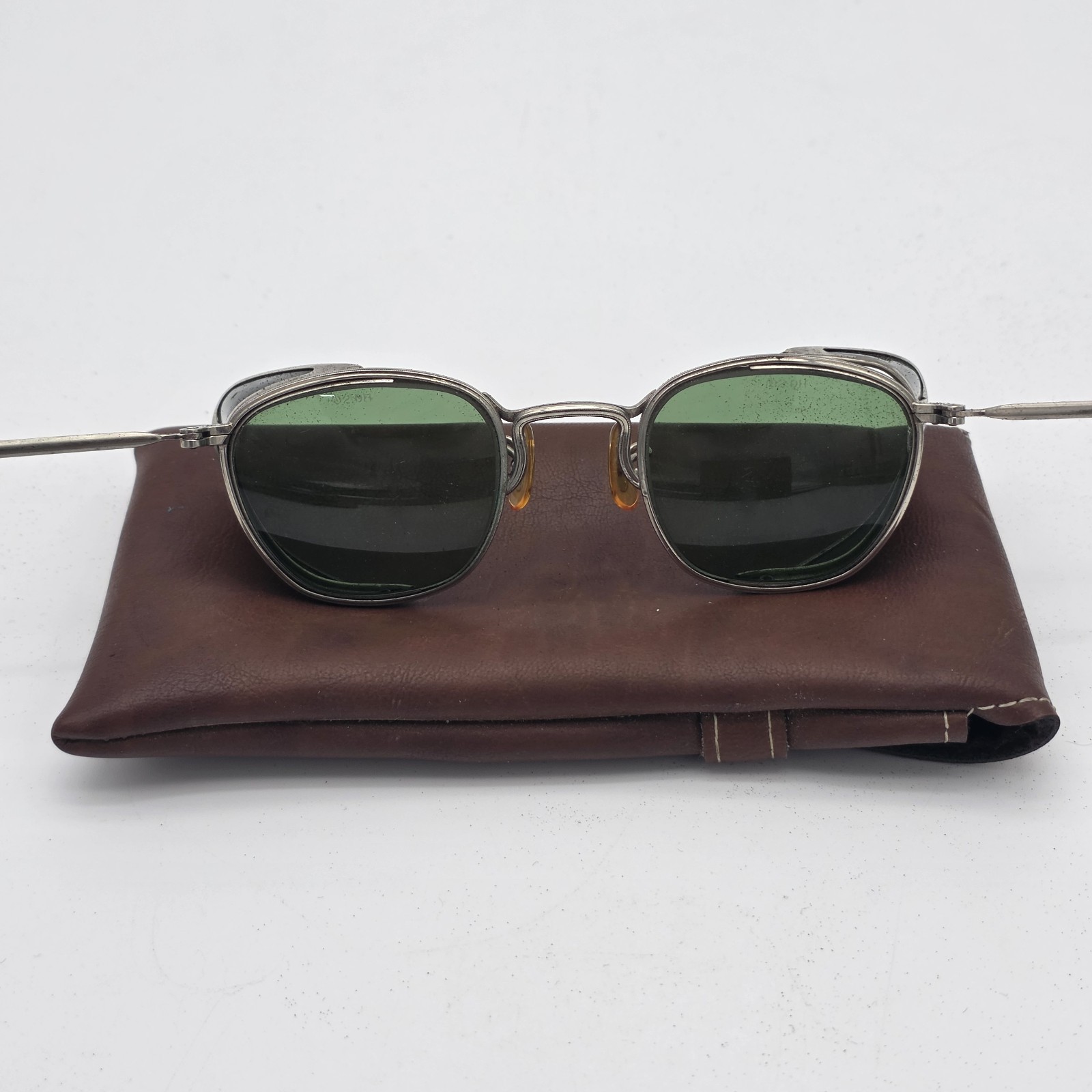 VTG AMERICAN OPTICAL AO GREEN LENS SAFETY GLASSES WITH SIDE SHIELDS STEAMPUNK