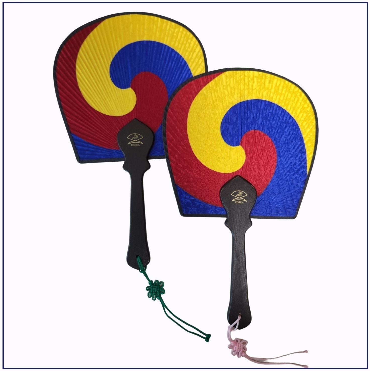 [ Korean Traditional Crafts ] Hand Fan Taegeuk Pattern Vivid Color Handmade