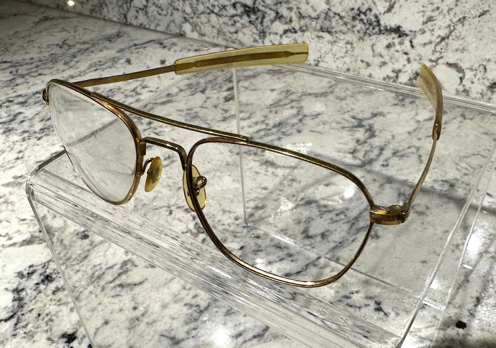 AMERICAN OPTICAL AO 5 ½ Vintage Gold Tone Aviator Sunglass Eyeglass Frame READ