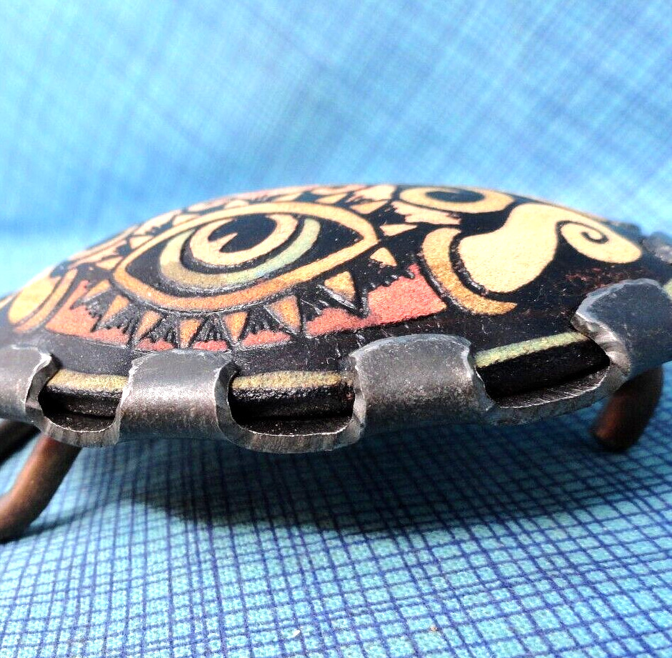 Tribal Totem Cyclops Leather Belt Buckle Eye Boho Art Tattoo Vtg Artisan .NOX883