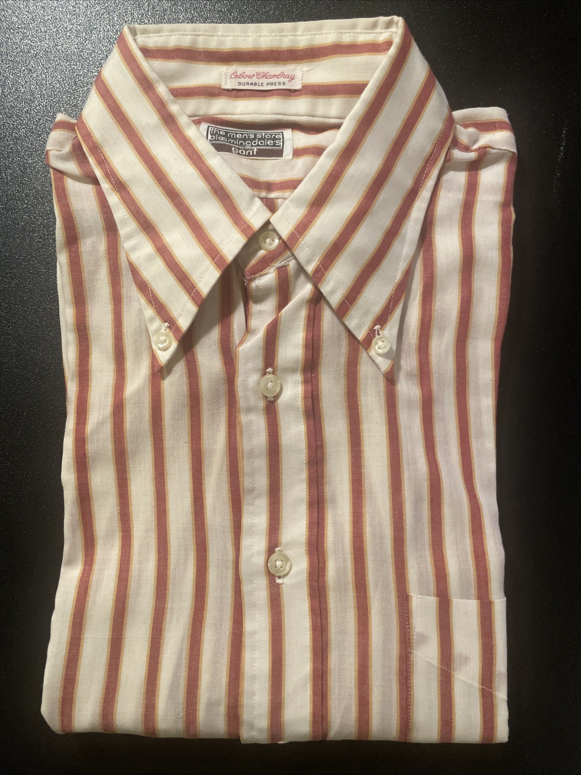 vintage 60s 70s Gant Bloomingdale’s NWOT OCBD Shirt Oxbow Chambray 16-34