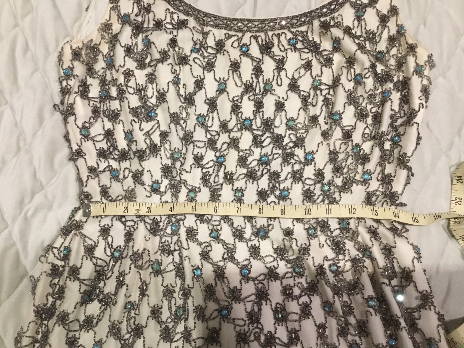 1960’s Vintage British Crown Colony Beaded Rhinestone Hong Kong Dress Small READ