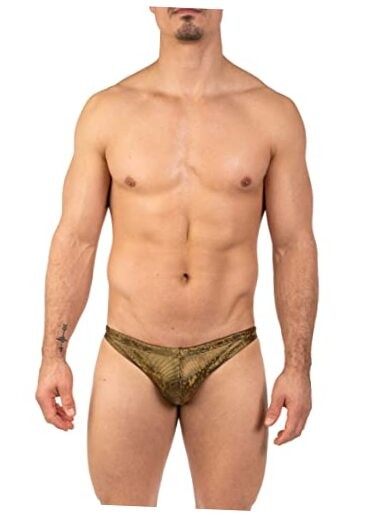 Men’s Greek Bikini Swimsuit with Contour Pouch Small Gold Hologram