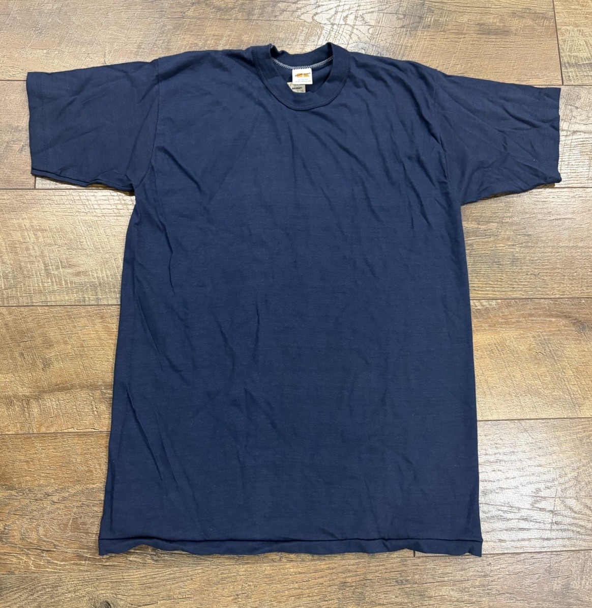 NWT Vintage 70s Russell Athletic Blank T-Shirt Navy Blue Medium Deadstock