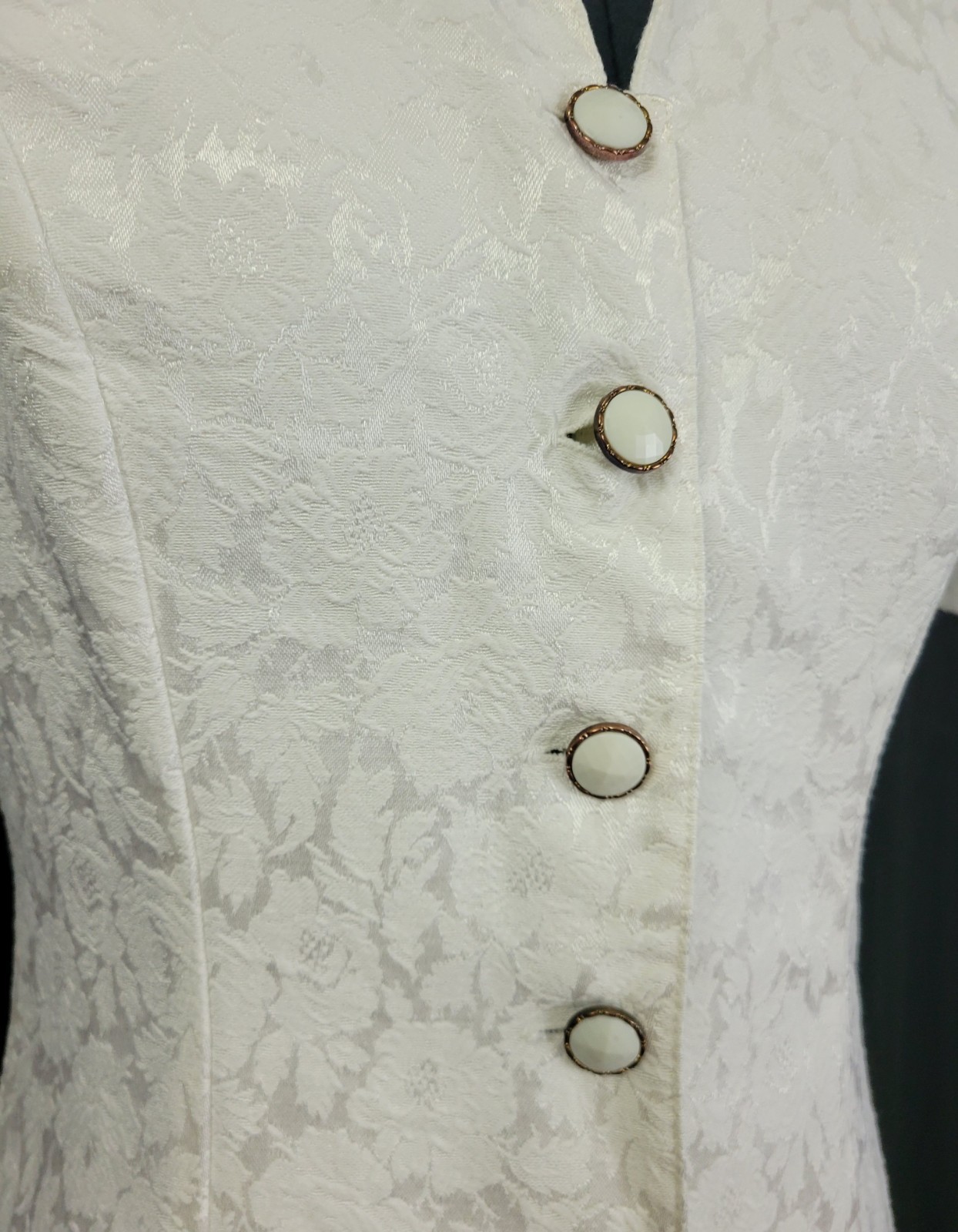 Vintage All That Jazz Cream Brocade Sheath Dress w Button Down Size 9/10