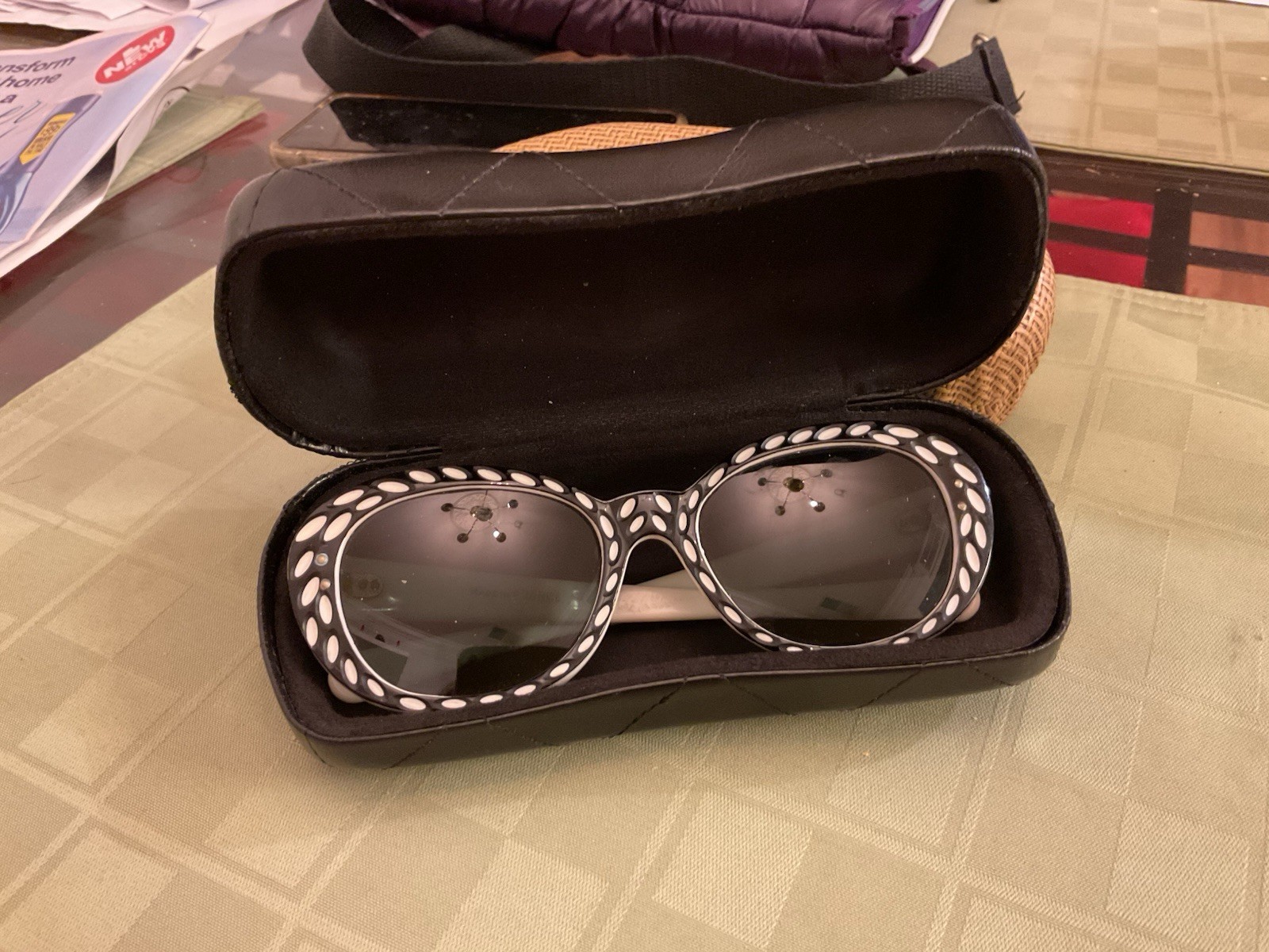 VINTAGE OVAL BLACK & WHITE Mid-century SUNGLASSES “MADE IN FRANCE”