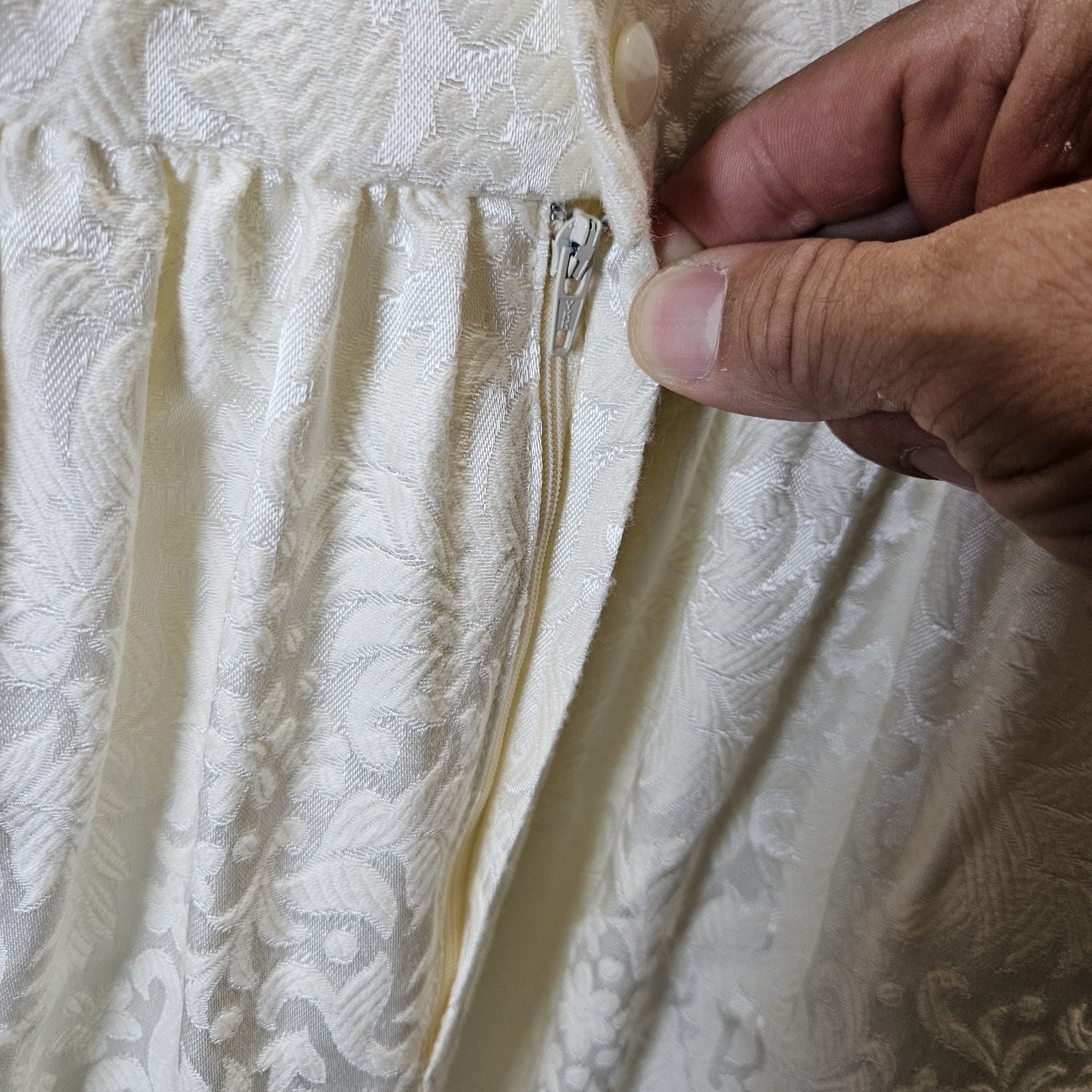 VTG 80s Lanz Originals Dress Size 12 Ivory Pleated Floral Belt Special Formal