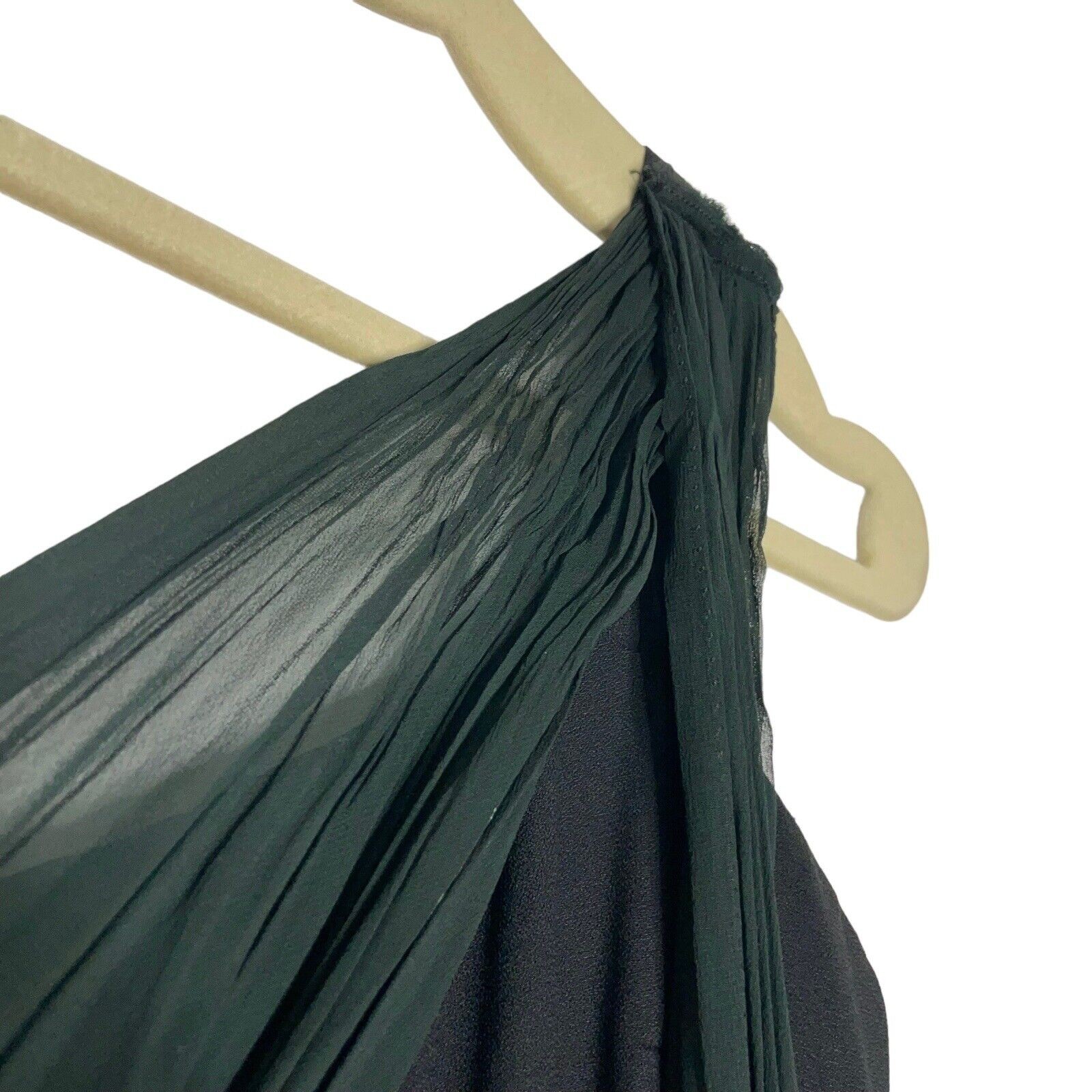 Vintage Gale Mitchell Designer 90’s Black One Shoulder Dress w/ 100% Silk Sash