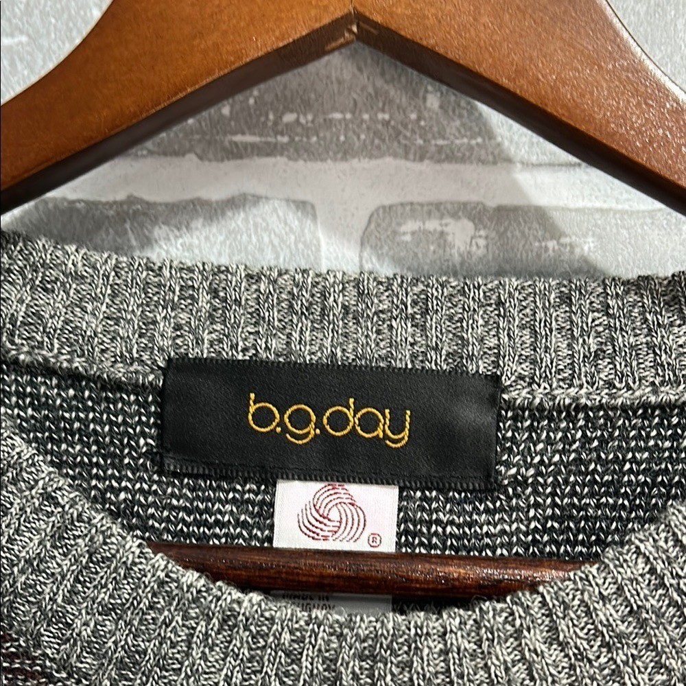 Vintage b.g.day 100% Merino Wool Gray Crewneck Sweater Men’s Large