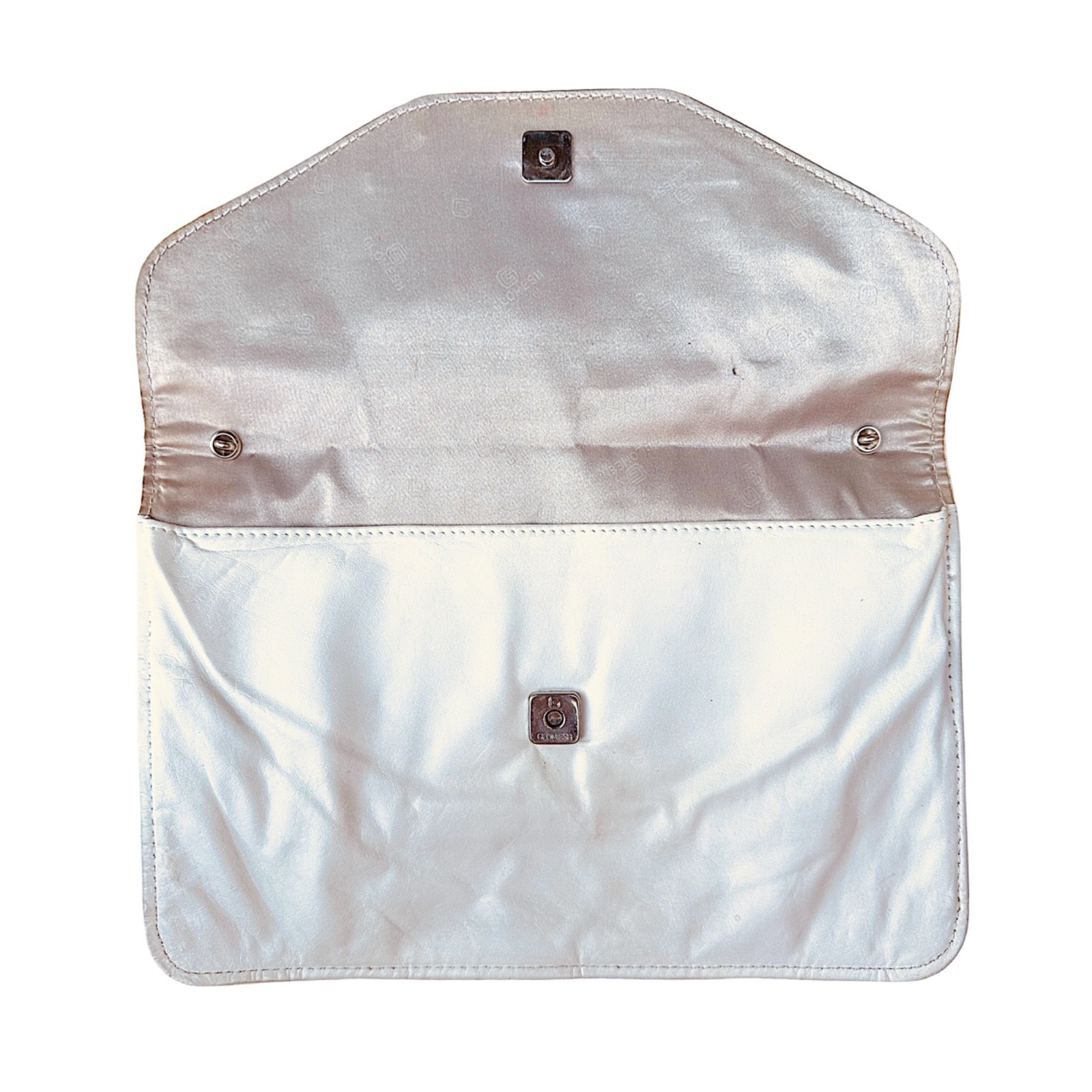 GLOMESH White Leather &Mesh Purse Clutch Evening 11”x 7.5”