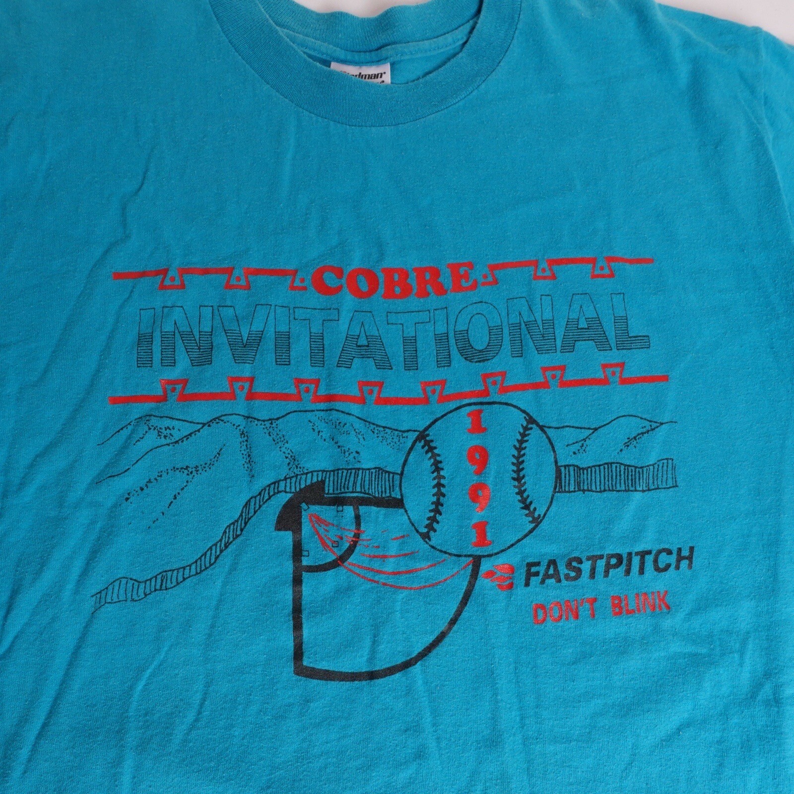 Vintage 90s Stedman Hi Cru Single Stitch Fast Pitch Softball T Shirt Size Medium