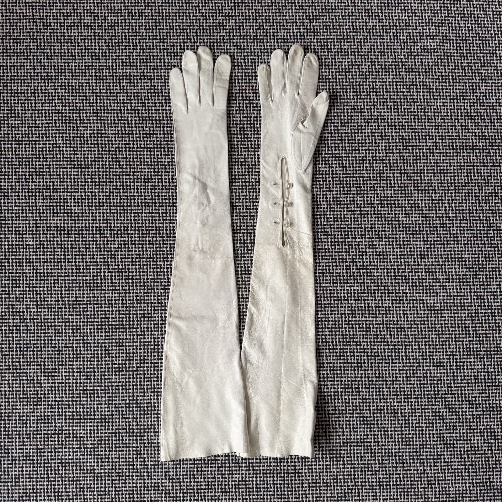vintage marcel wagner ivory white leather long gloves classy wedding size 6 1/2
