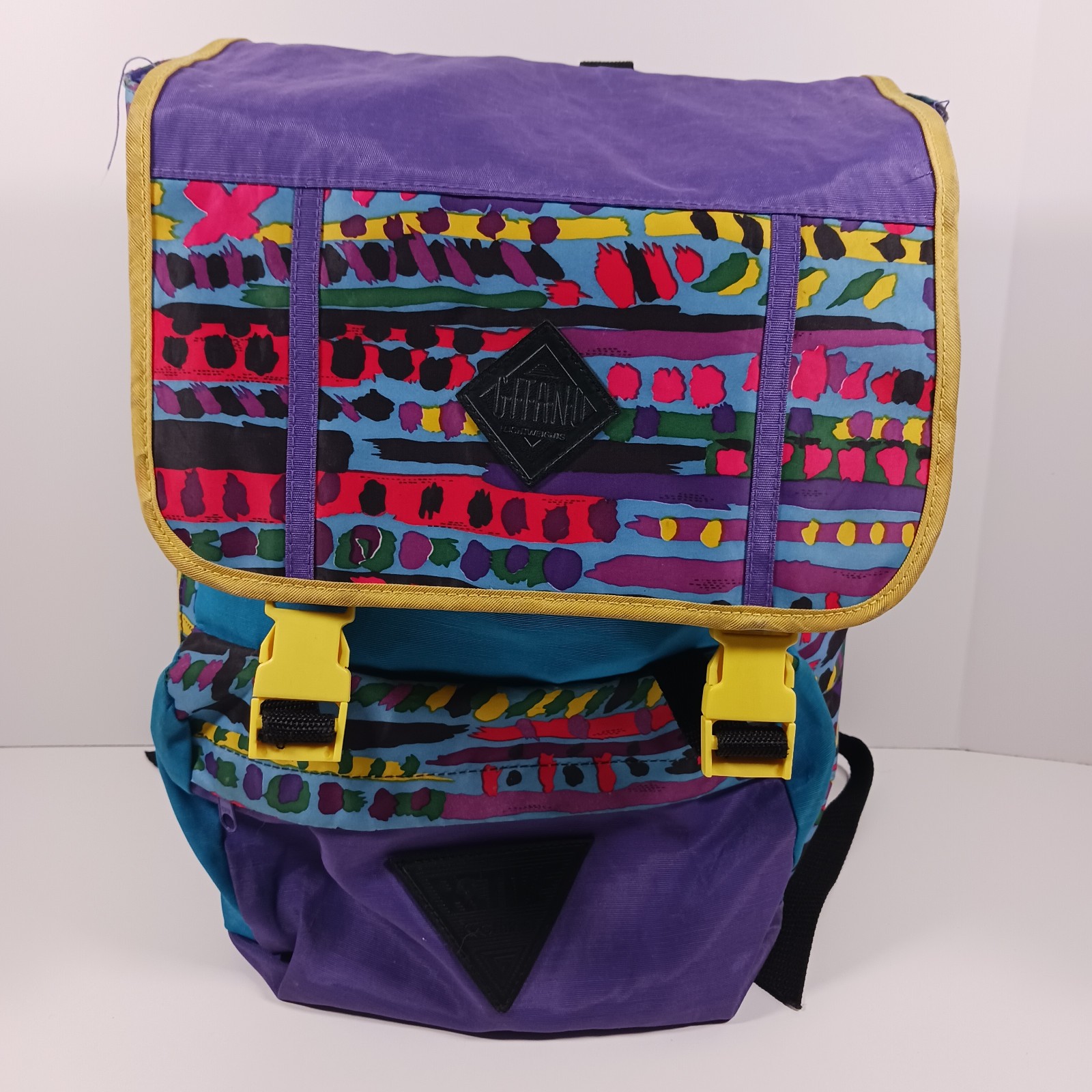 Vintage 90s Gitano Purple Blue Yellow Pink Light Weight Active Gear Backpack