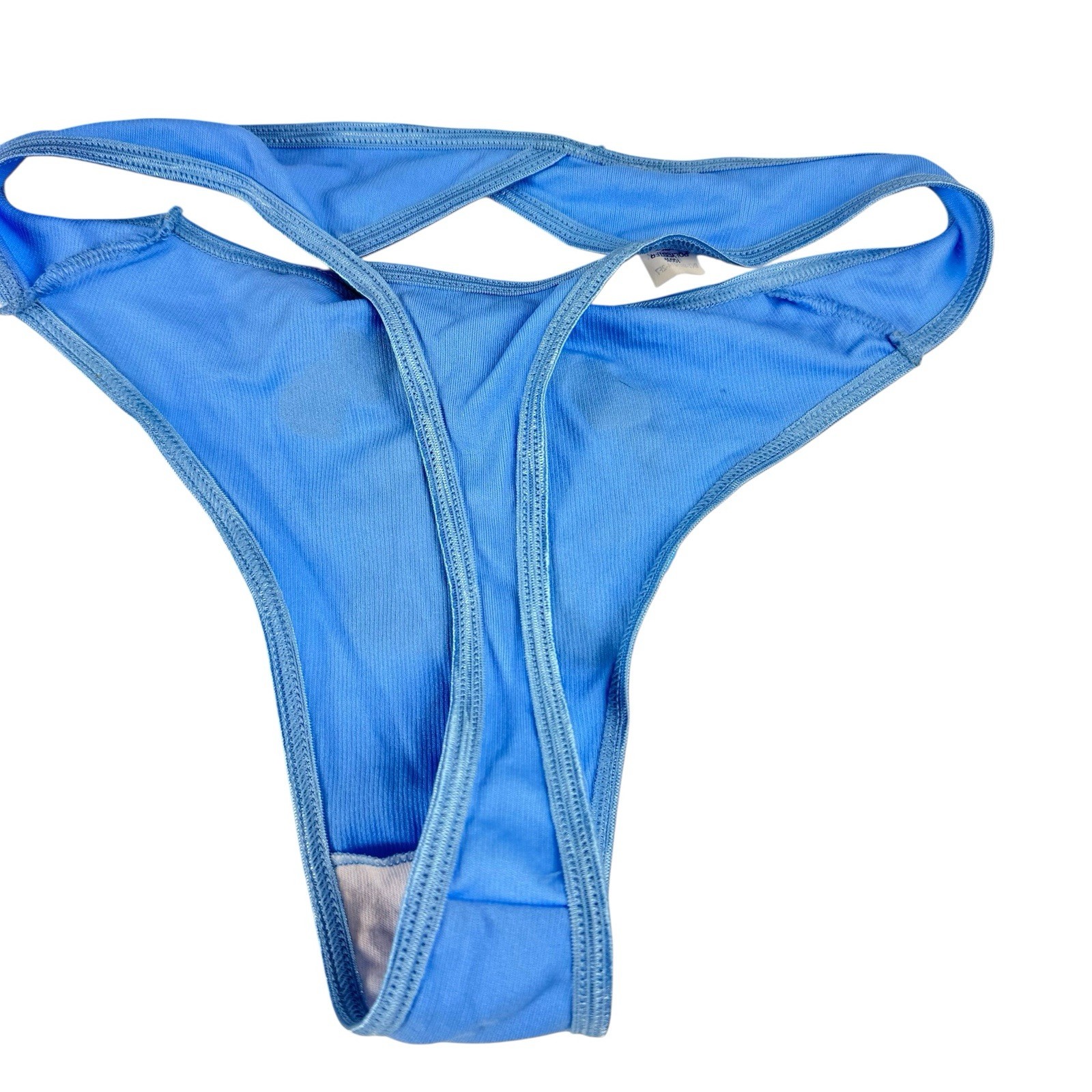 Vintage Berlina Thong Panties Bikini Medium Keyhole Cutout Blue Sexy Y2K