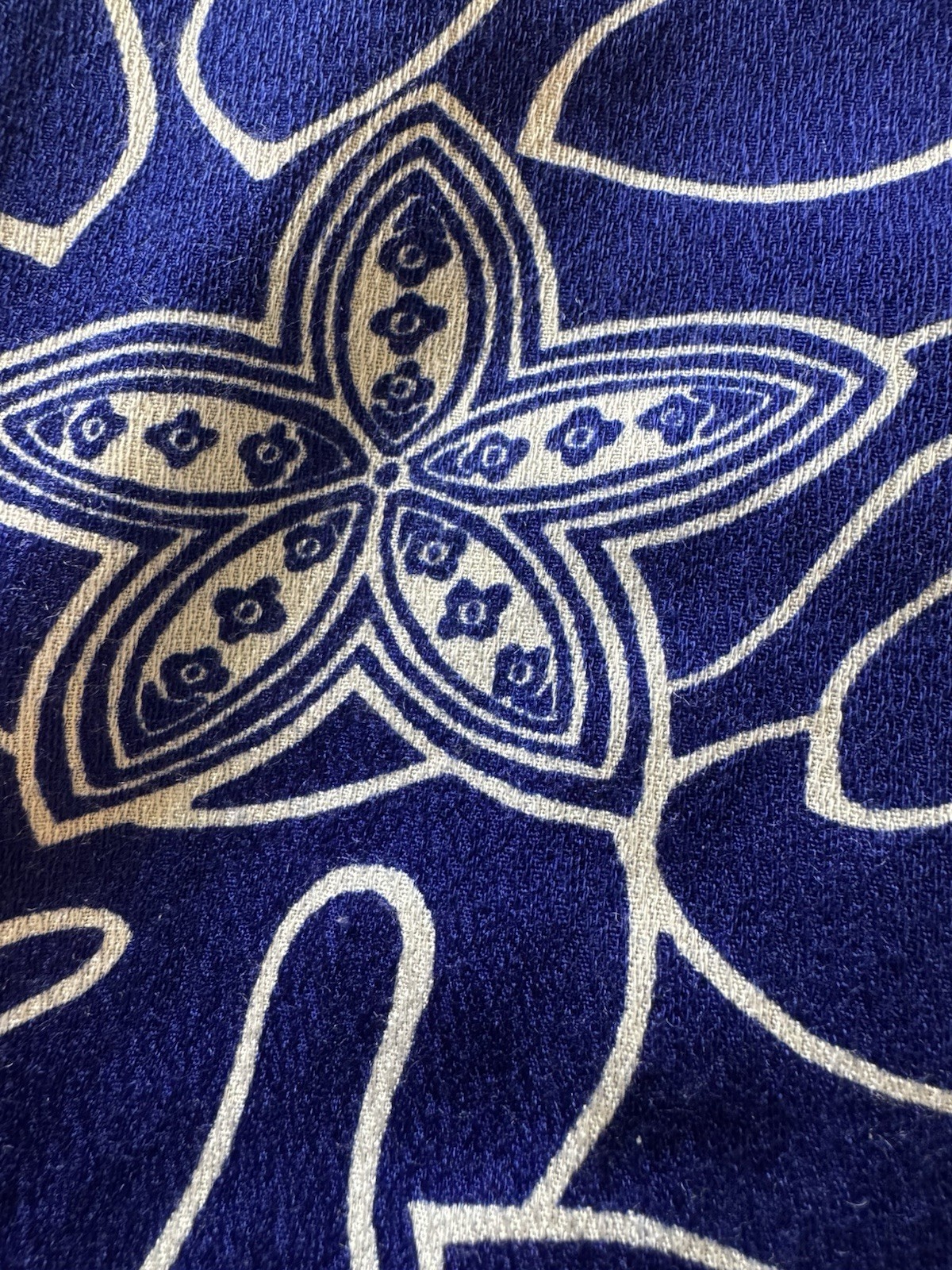 Vintage 60s BLUE MAKO Muumuu Dress waterfall back 12 M/L HAWAII VACATION CRUISE