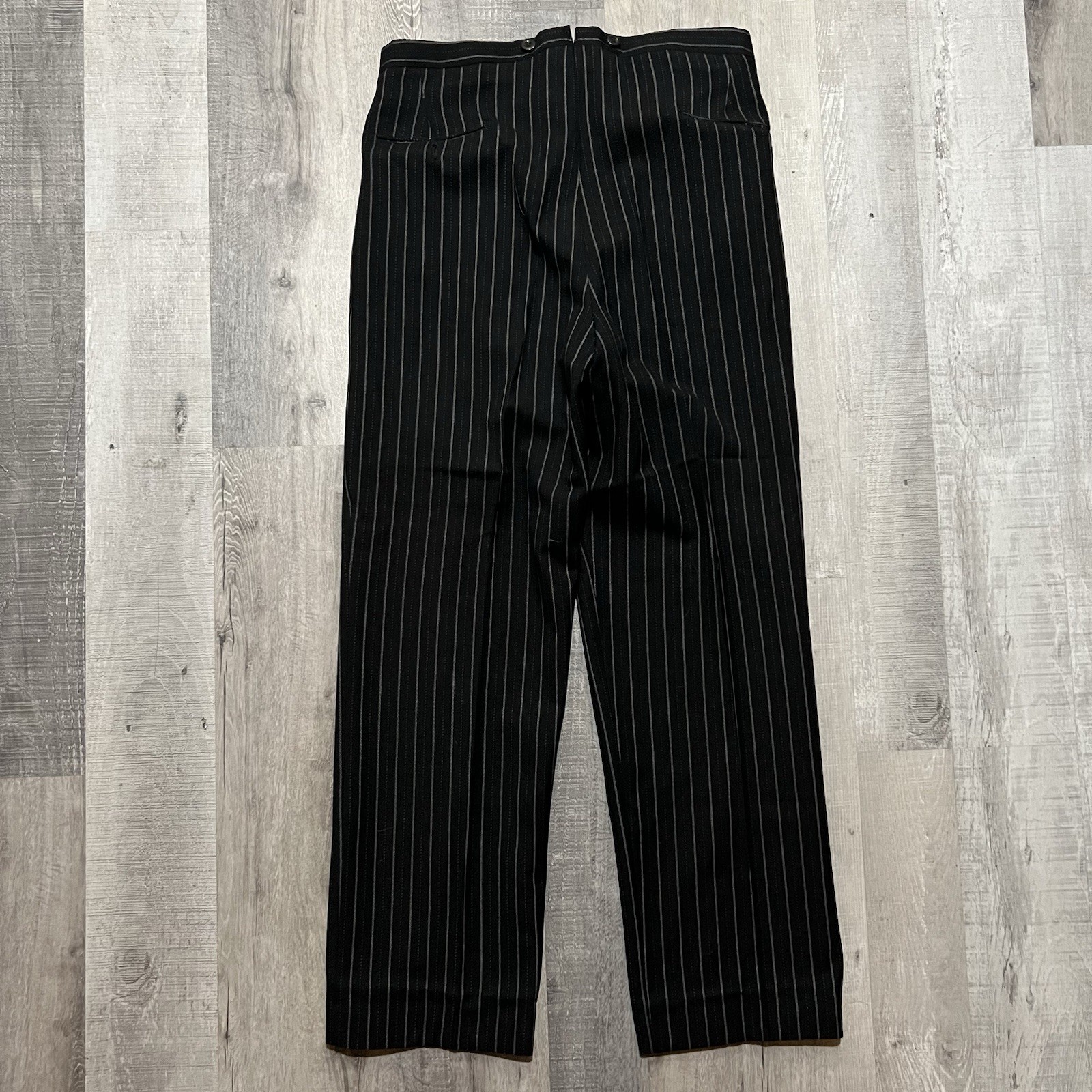 VTG 30s/40s F.R. Tripler & Co Pinstripe Black Suspender Trousers Pleated Pants