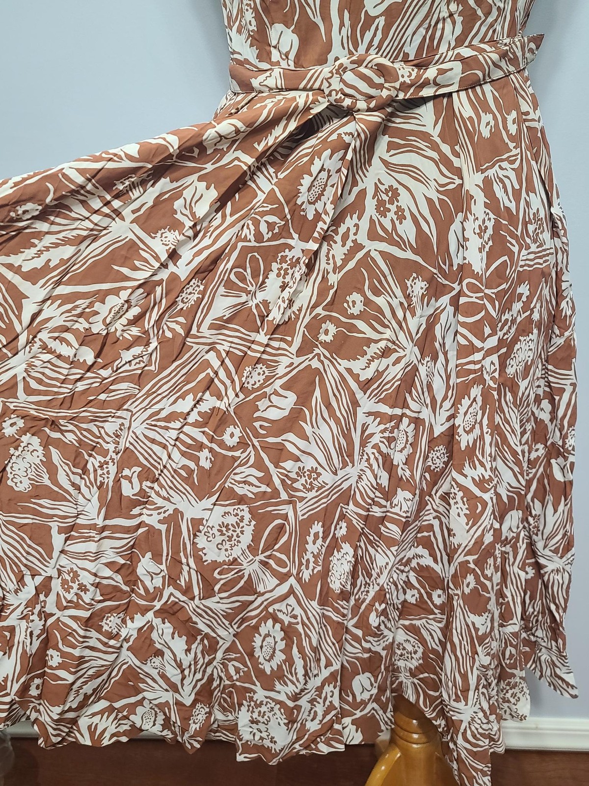 Vintage 1940s 1950s Harvest Novelty Print Dress Flower AS-IS WWII (B-36″ W-30″)