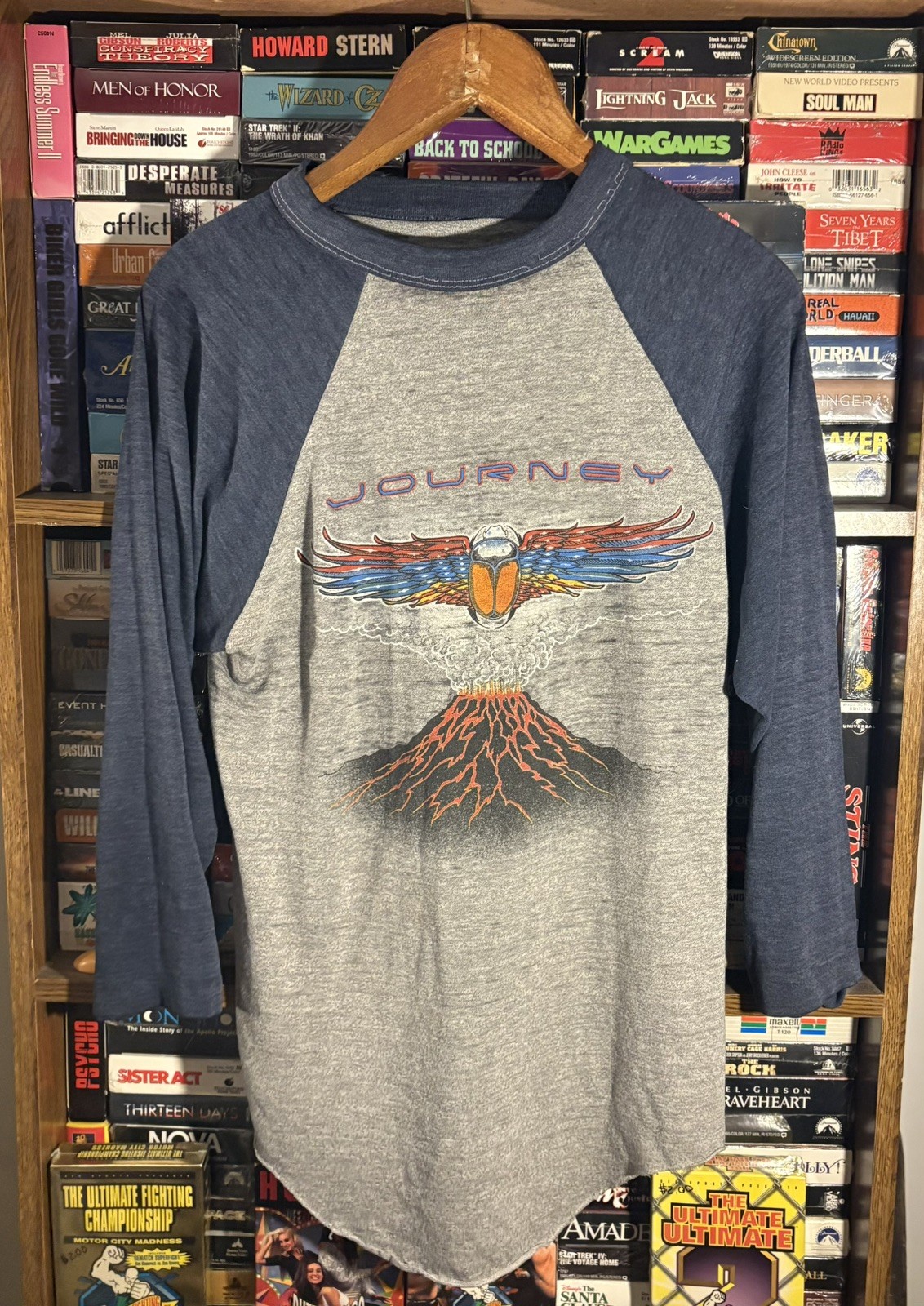 Vintage 80s Journey Rockin California Scarab Stanley Mouse 3/4 Sleeve Rock Tee