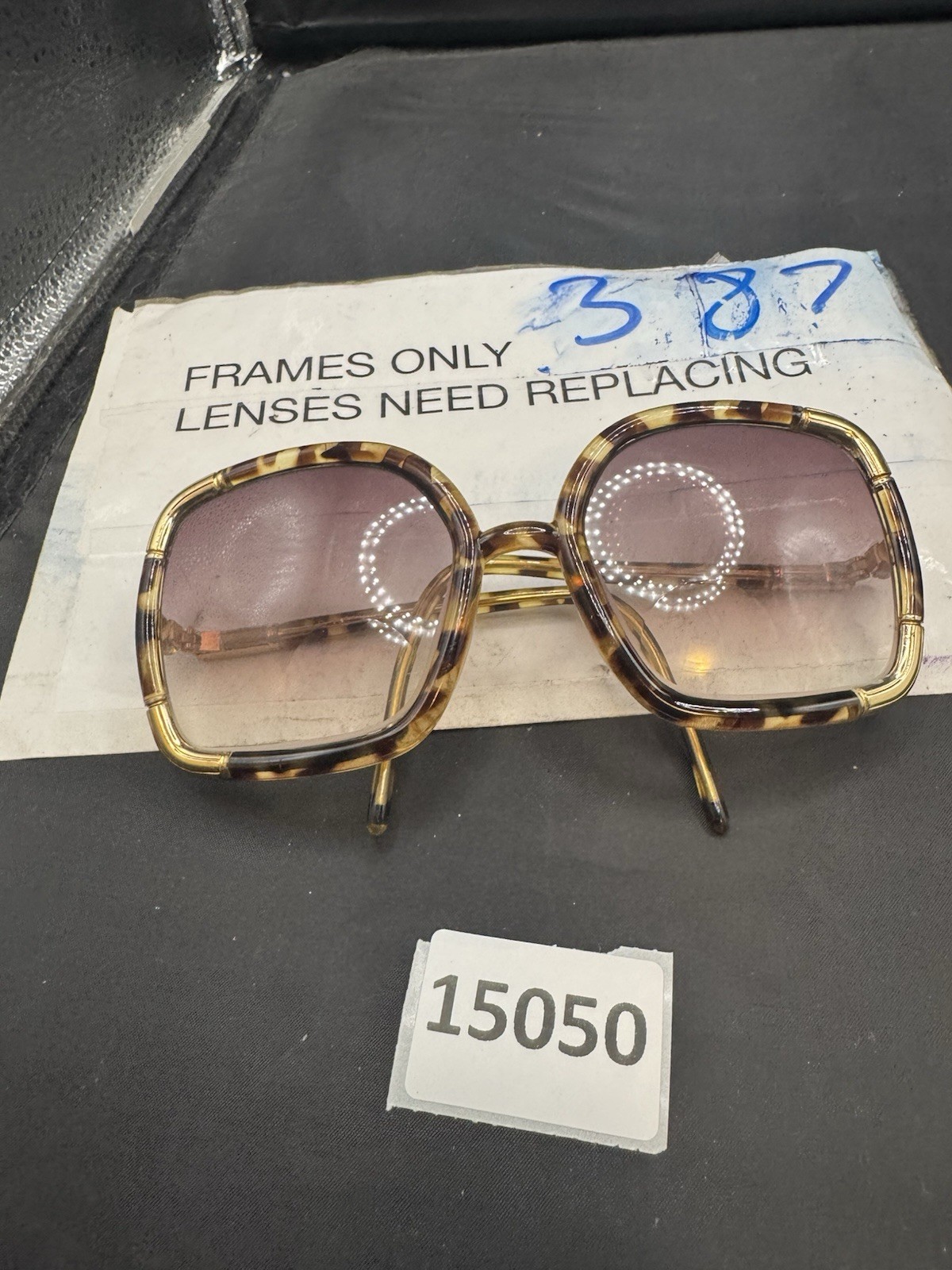 1970s Ted Lapidus Sunglasses Tortoise Frame Only Square Disco Butterfly France